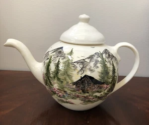 Tea Pot Hand Painted Alaskan Scene Signed Linda By Mugs & Jugs Alaska - Picture 1 of 12
