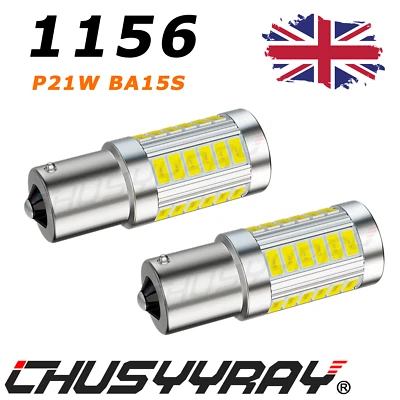 2x P21W 1156 LED Rear Reverse Light Bulbs White 6000K For Volvo XC60 2009-2016 - Image 1 of 4