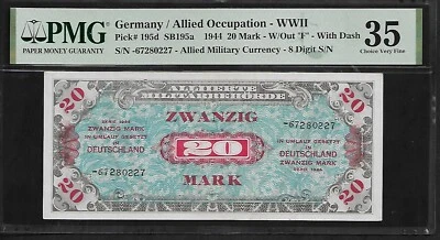 Germany 20 Mark 1944 PMG 35  P#195d Allied Occupation-WWII - Image 1 of 4