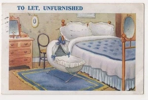 Zu vermieten, unmöbliert, Babybett Comic Postkarte B637 - Bild 1 von 2