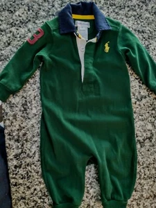 Baby Boys Ralph Lauren Rugby Coverall Onepiece Outfit Size 3 Months - Picture 1 of 2