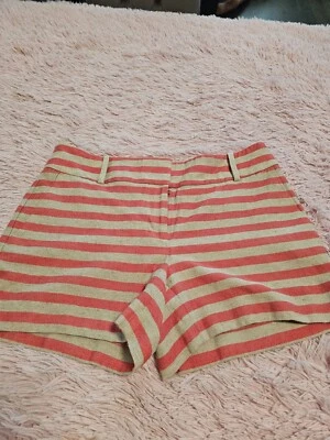 Ann Taylor Loft The Riviera Short Womens Pink Linen Blend Striped Shorts Size 2 - Image 1 of 4