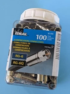 100 NEW RG-6 COMPRESSION F CONNECTORS IDEAL 92-656 FREE SHIPPING - Picture 1 of 5