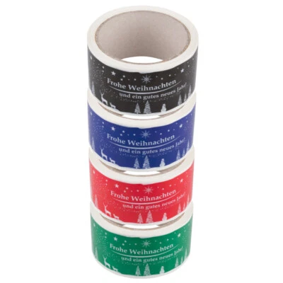 BB-VERPACKUNGEN® Weihnachtsklebeband PVC 4 Farben Paketband Geschenkband Packband Weihnachten