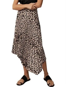WITCHERY Animal Print Pleated Asymmetric Hem Midi Skirt SIZE 10 - Picture 1 of 5
