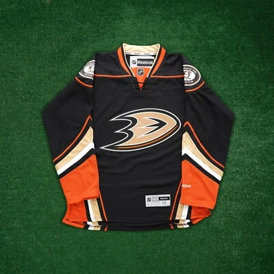 Camiseta deportiva oficial 2016-17 Anaheim Ducks NHL Reebok Home negra Premier para hombre Foto 1 de 4