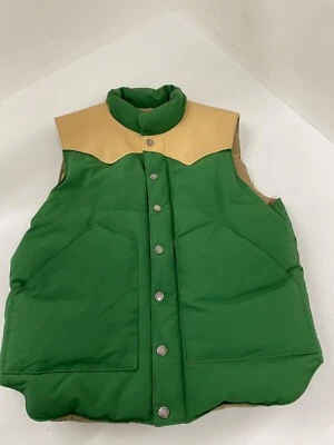 SUGAR CANE Leather Yoke Down Vest SC12340 Sleeveless M Color Green Men's Fashion - Image 1 of 4