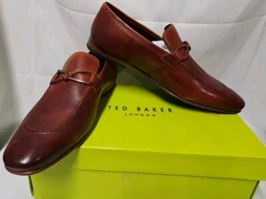 Ted Baker London "REOLE" Cognac Braun Leder Halbschuhe Slipper Herren Größe 11 Neu im Karton - Bild 1 von 24