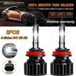 H11 H8 H9 LED Headlight Bulbs High Low Beam Bright White for Chevy Malibu Impala - Foto 1 di 12