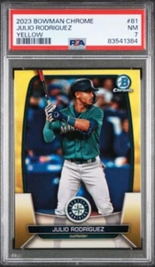 2023 Bowman Chrome #81 Julio Rodriguez Yellow Refractor /75 PSA 7 NM Mariners - Picture 1 of 2