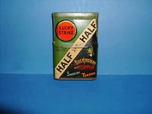 BOLSILLO VERTICAL MEDIO Y MEDIO GOLPE LUCKY STRIKE TABACO ESTAÑO ANTIGUO - Imagen 1 de 6