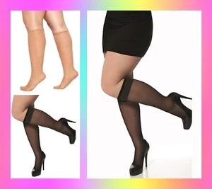 Plus Size Women's Sheer Knee-High Pop Up Trousers Socks 15 den Adrian 2 pairs - Picture 1 of 3