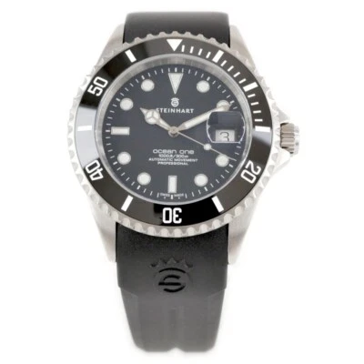 Steinhart Ocean 1 Black Ceramic Swiss Diver Watch 42mm Silicone Band 103-1079 - Image 1 of 4