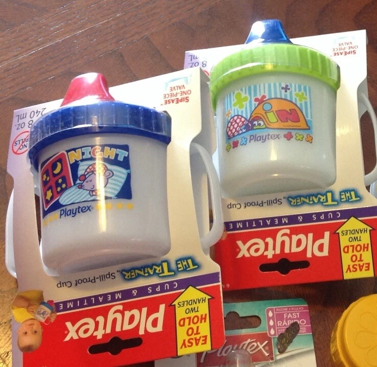 2 TAZAS PARA SORBER PLAYTEX VINTAGE SIN DERRAMES ¡ENVÍO GRATUITO! 2 MANIJAS RARAS COLECCIONISTAS!! Foto 1 de 4