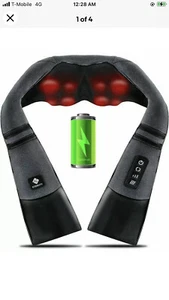 Cordless Deep Shiatsu Massager with Heat for Neck Back Shoulder Pain Relief - Picture 1 of 12