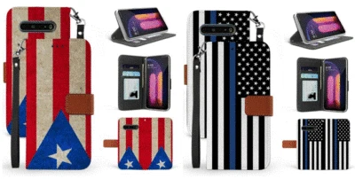 FUNDA BILLETERA IDENTIFICACIÓN CUERO PU PREMIUM BANDERA ROJA AZUL PARA LG V60 THINQ 5G 6.8" Foto 1 de 4
