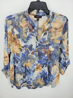 Top Cocomo Mujer Mediano Acuarela Floral Plisado Manga 3/4 Popover Romántico Foto 1 de 4