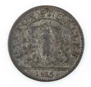 1815 SWISS ST. GALLEN 1 BATZEN SWITZERLAND COIN - Picture 1 of 2