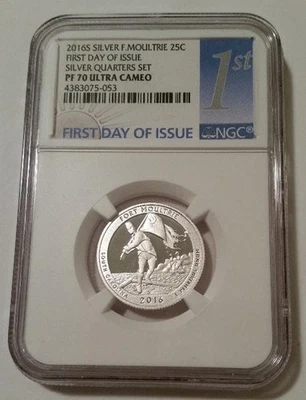 NGC 2016 S Silver Fort Moultrie NP Quarter Proof PF70 UC First Day of Issue - Image 1 of 2