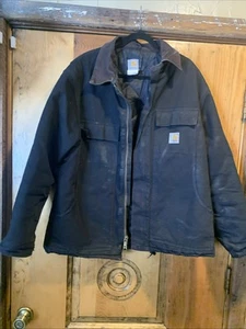 VTG Carhartt Jacket Michigan USA Distressed XL 46 Reg Quilt Line Corduroy Collar - Picture 1 of 15