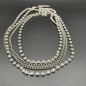 NWT Chico's Lindy 2 Strand Rhinestone & Silvertone Extra Long Necklace $38 - Picture 1 of 6