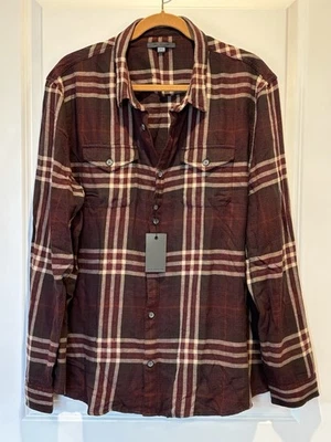 $228 NWT John Varvatos Shirt XXL Red Plaid Men's Dale Flannel Long Sleeve 2XL - Image 1 of 4