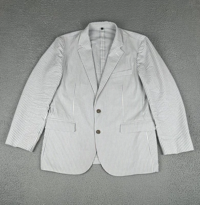 J.CREW Ludlow Seersucker Blue Striped Cotton Slim Blazer Sport Coat Jacket 42R - Image 1 of 4