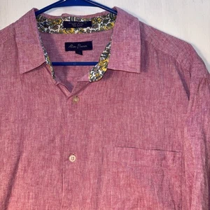 alan flusser Hemd mit Knopfleiste xxl Leinen Baumwollmischung rosa lila - Bild 1 von 7