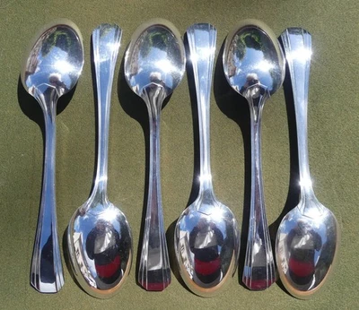 CHRISTOFLE modèle BOREAL 6 cuillères de table ART-DECO métal argenté T. BON ETAT - Photo 1/4