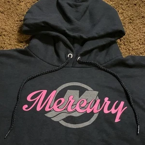 MERCURY Motors Hoodie Sweatshirt Women Small Boat Mercury Marine Black Pink Fish - Picture 1 of 11