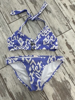 Conjunto de bikini geométrico púrpura Xhilaration - Talla pequeña | Top halter con anillo Foto 1 de 4