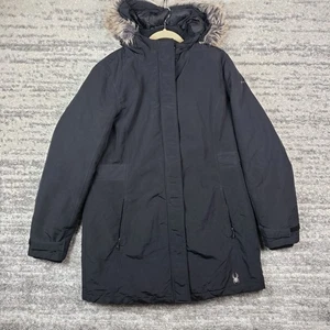 Spyder Mantel Damen groß schwarz Kunstfell Kapuze Winter isoliert durchgehender Reißverschluss - Bild 1 von 8