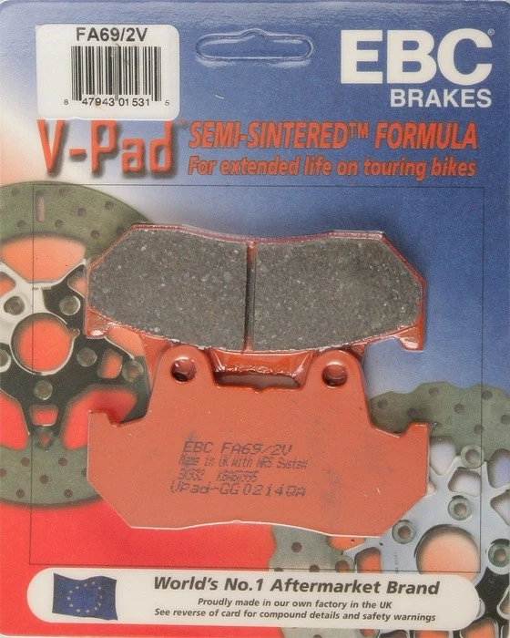 EBC V Semi-Sintered Brake Pads Front #FA69/2V for Honda Goldwing/CB750/CB900 Foto 1 de 1