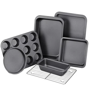 Baking Pans Sets, Nonstick Bakeware Sets 7-Piece with Round/Square Cake Pan, ... - Picture 1 of 7