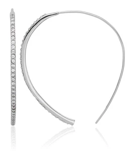 925 Sterling Silver CZ Threader Dangle Earrings - Picture 1 of 5