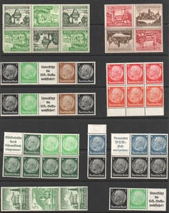 Lot Stamp Germany Collection WWII Se-Tenant Booklet Pane Selection Hindenburg MH - Picture 1 of 3