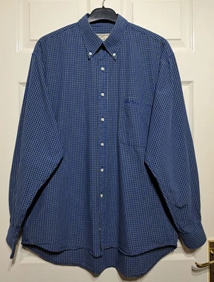 Vintage Thomas Burberry Shirt Men's M Oversized P2P 26" Long Sleeve Check Blue - Image 1 of 4