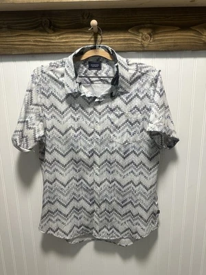 7Diamonds мужской 4 пути эластичной пуговицы Sz M геометрический шеврон поло Athletic  - Изображение 1 из 4