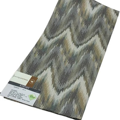 Kravet Fabric Sample Chevron Pattern Gray Cream Beige Remnant Sewing Crafts - Image 1 of 4