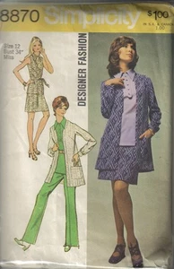 Vintage Ladies Separates Sewing Pattern S8870 Size 12 - Picture 1 of 1