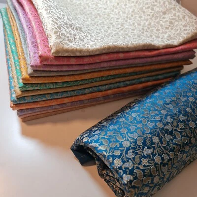 Floral Paisley Gold Metallic Brocade Jacquard Material Craft Dress Fabric 44" - Image 1 of 4