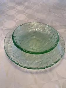 IVV Industria Vetraria Valdarnese grün Buntglas 9” Teller und 6” Schale Italien - Bild 1 von 7