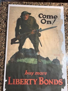 Original 1918 Come On! Buy More Liberty Bonds WW1 Poster by Walter Whitehead - Picture 1 of 8