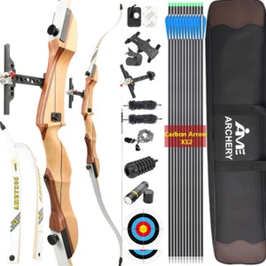 66" 68'' 70'' Takedown Recurve Bow 14-40lbs Archery Wood Handle Shooting Hunting - Picture 1 of 21
