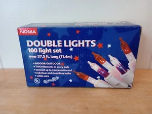 Noma Double Lights 100 Christmas 37.5' Light Set Red Clear & Clear Blue Bulbs - Picture 1 of 6