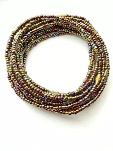 Waist Beads - 3mm seed Beads 1 Strands Sizes to 60 Inches handmade Coco - Picture 1 of 4