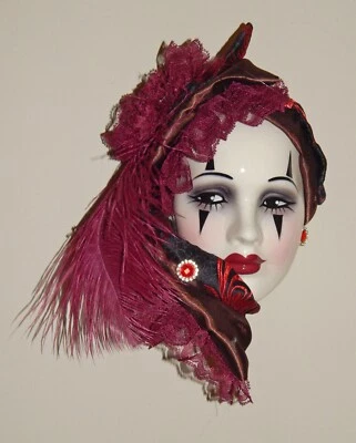 Unique Creations Big Pierrot Jester Clown Lady Face Mask Wall Hanging Decor - Image 1 of 2