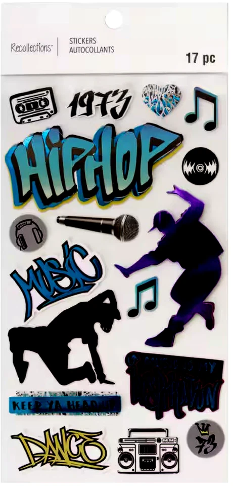 Hip Hop Music & Dance Themed Scrapbooking Stickers by Recollections