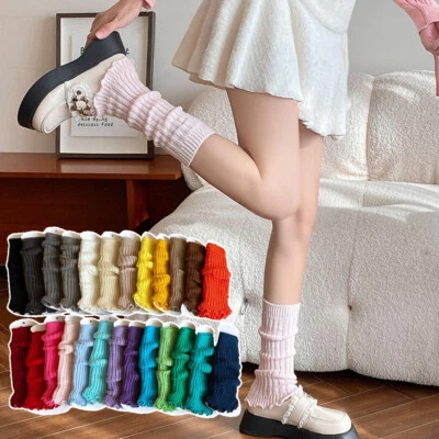 Women Winter Warm Crochet Knitted Calf Leg Warmers Leggings Boot Socks Solid 🎀 - Image 1 of 4