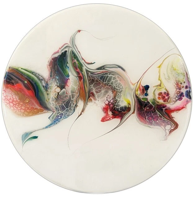 Adriana Naylor “MOVEMENT" Acrylic on Canvas - 12" Diam. Abstract - Image 1 of 1